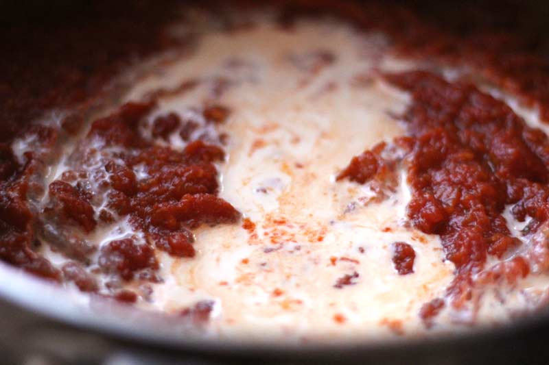 blended tomato puree with heavy cream