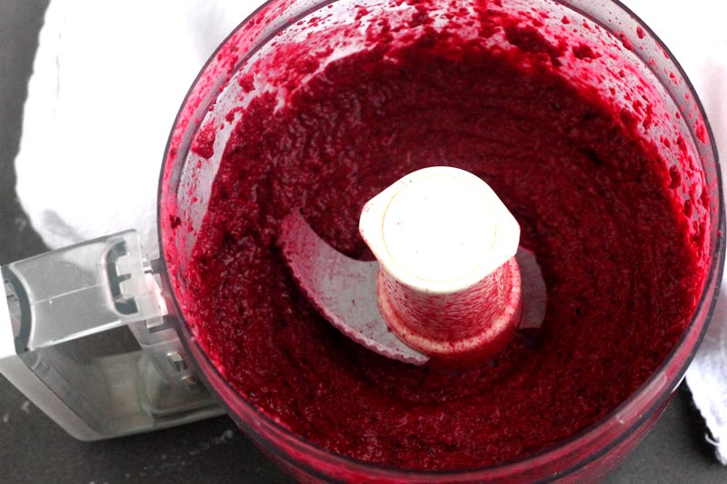 roasted beets in the food processor with heavy cream
